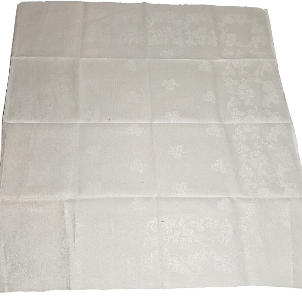 Vintage Small Table Cloth Dresser Scarf Topper Runner White Floral Cottage 20x22